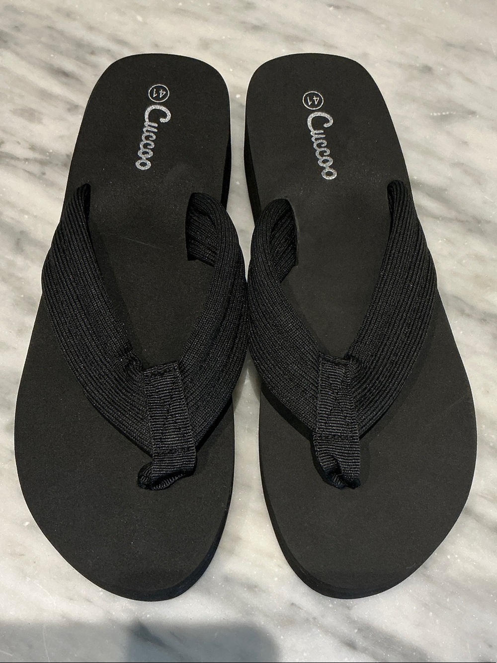 Cuccoo Black Women's Comfort Flip Flop Sandals